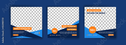 Social media post template for world tourism day promotion.