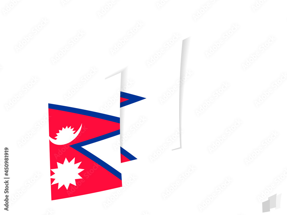 Obraz premium Nepal flag in an abstract ripped design. Modern design of the Nepal flag.