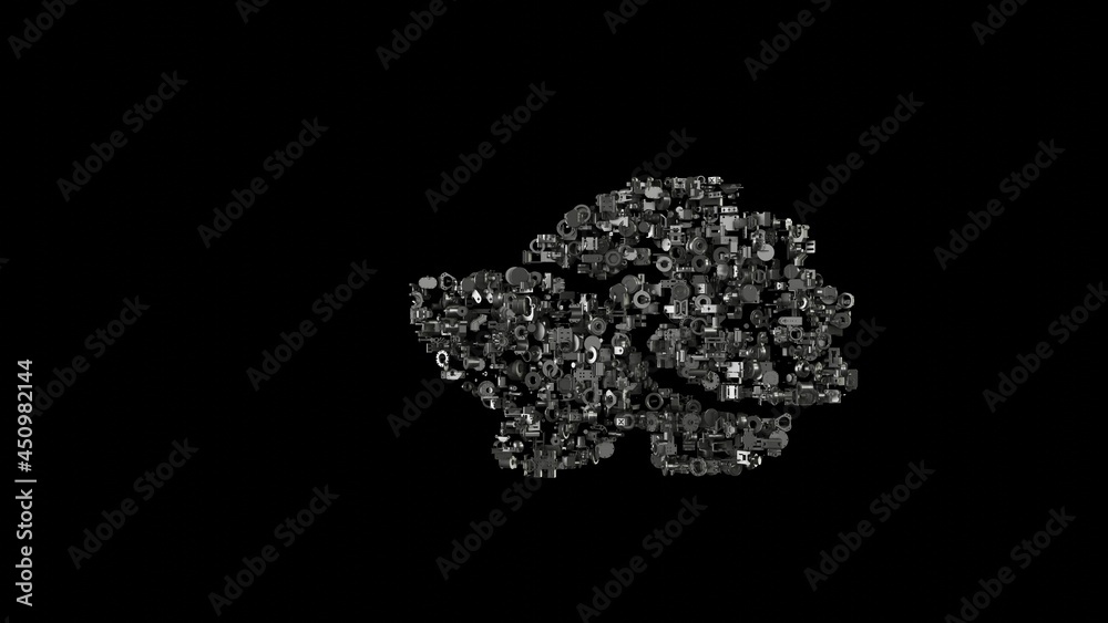 3d rendering mechanical parts in shape of symbol of hedgehog isolated on black background 3d rendering mechanical parts in shape of symbol of hedgehog isolated on black background