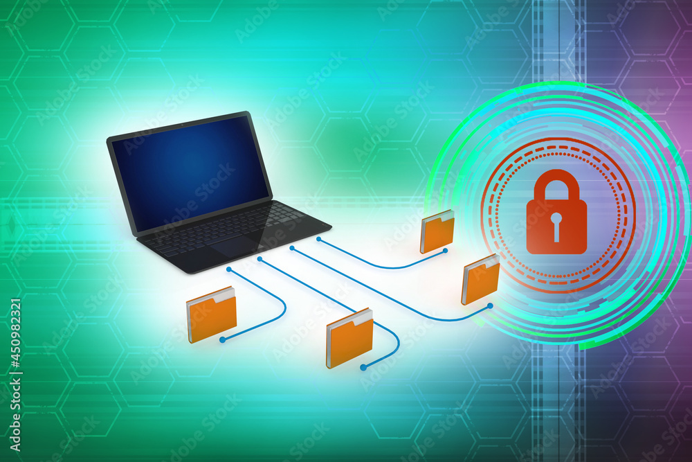 3d illustration laptop computer file networking lock
3d illustration laptop computer file networking lock