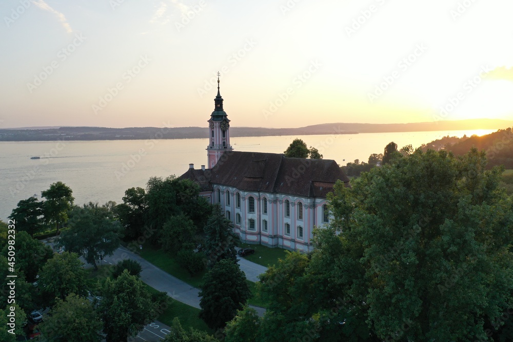 Kloster Birnau Church at Lake Constance, Germany while sunset