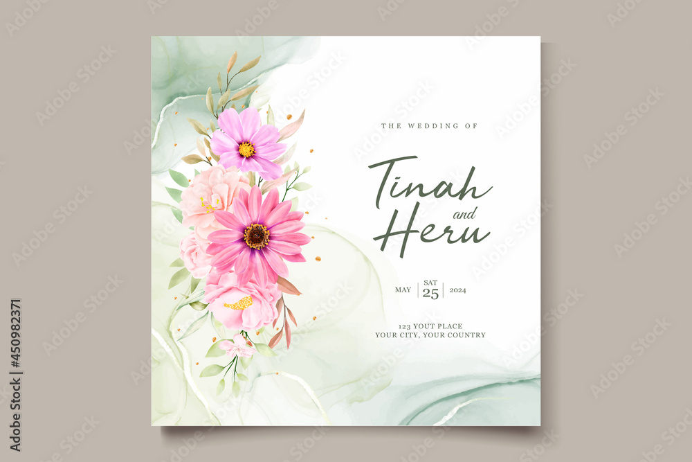 WATERCOLOR CHRYSANTHEMUM WEDDING invitation card set