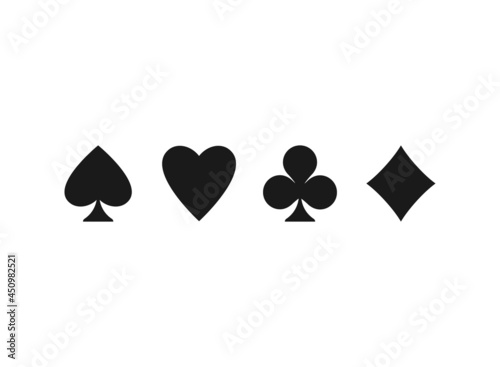 Poker playing cards suits symbols - Spades, Hearts, Diamonds and Clubs.