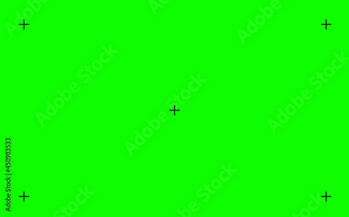 Green screen background. VFX motion tracking markers. Screen backdrop template. flat style.