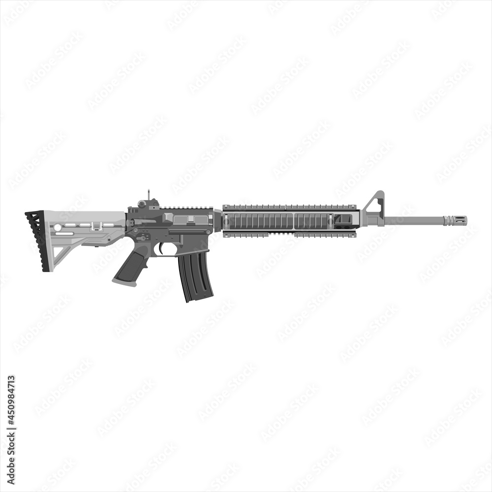 M-16 rifle isolated on white background. Weapon collection M-16 rifle isolated on white background. Weapon collection
