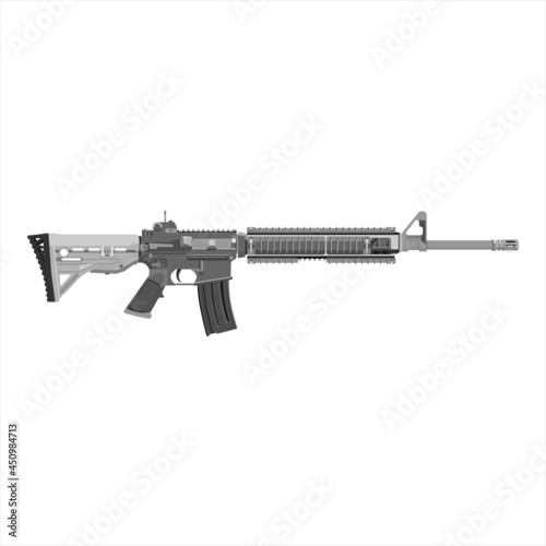 M-16 rifle isolated on white background. Weapon collection