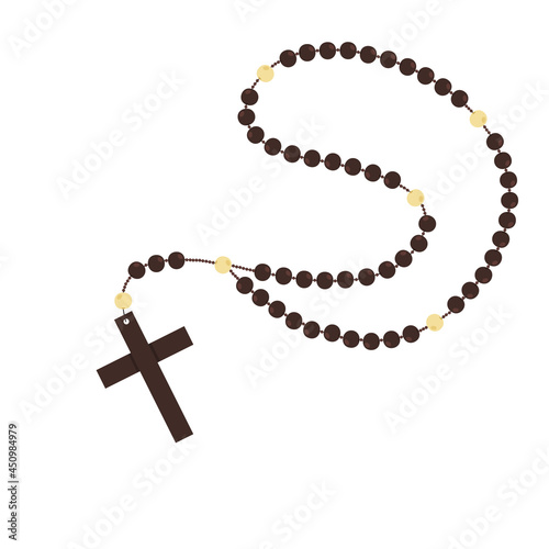 Canvas Print Brown wooden catholic rosary beads