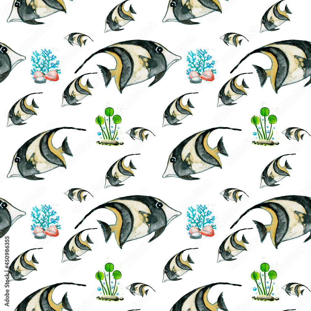 World Osean Day,Seamless pattern ,of marine life, Ocean Animals,Mariner ...