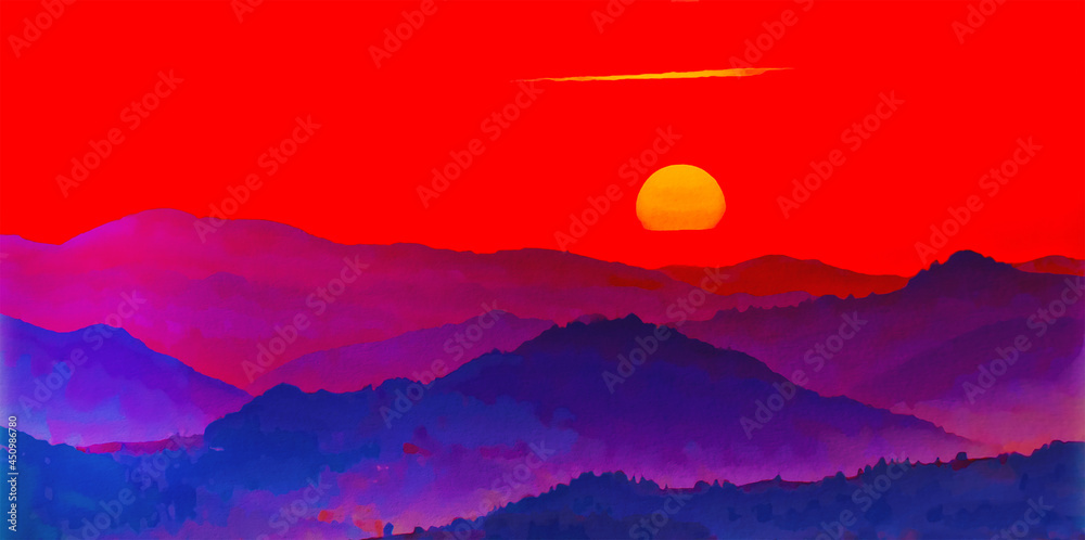 Fototapeta premium sunset over mountains