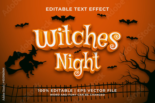 Witches Night editable text effect template style Premium Vector