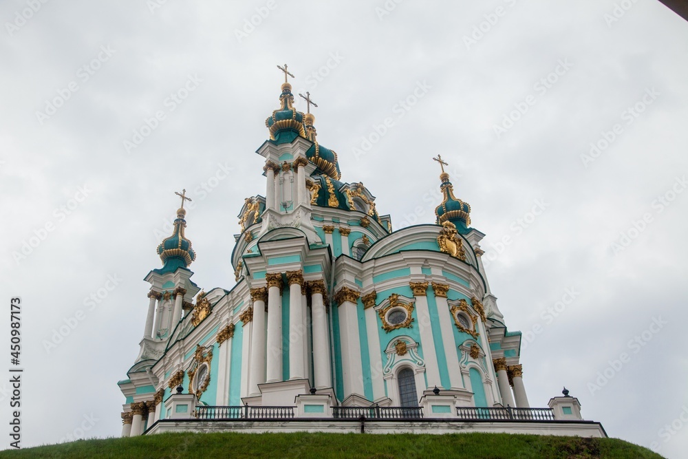 St. Andrew's Church seen in Kyiv, Ukraine