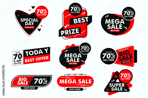 Sale label set with discount template Vector