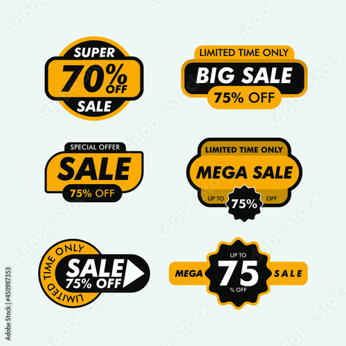 Gradient yellow black sale badges collection template vector 