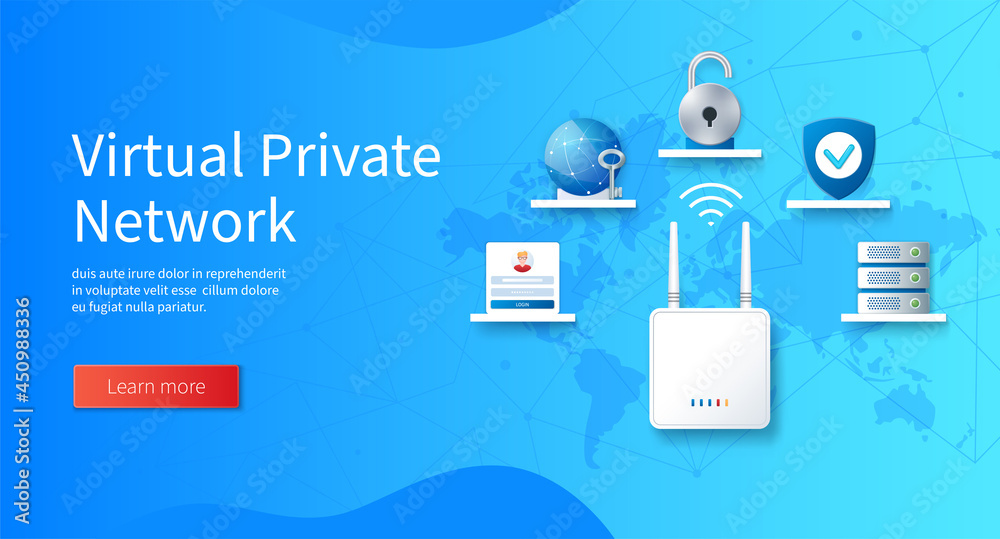 Private login. VPN illustration. Server Locked contact by email.