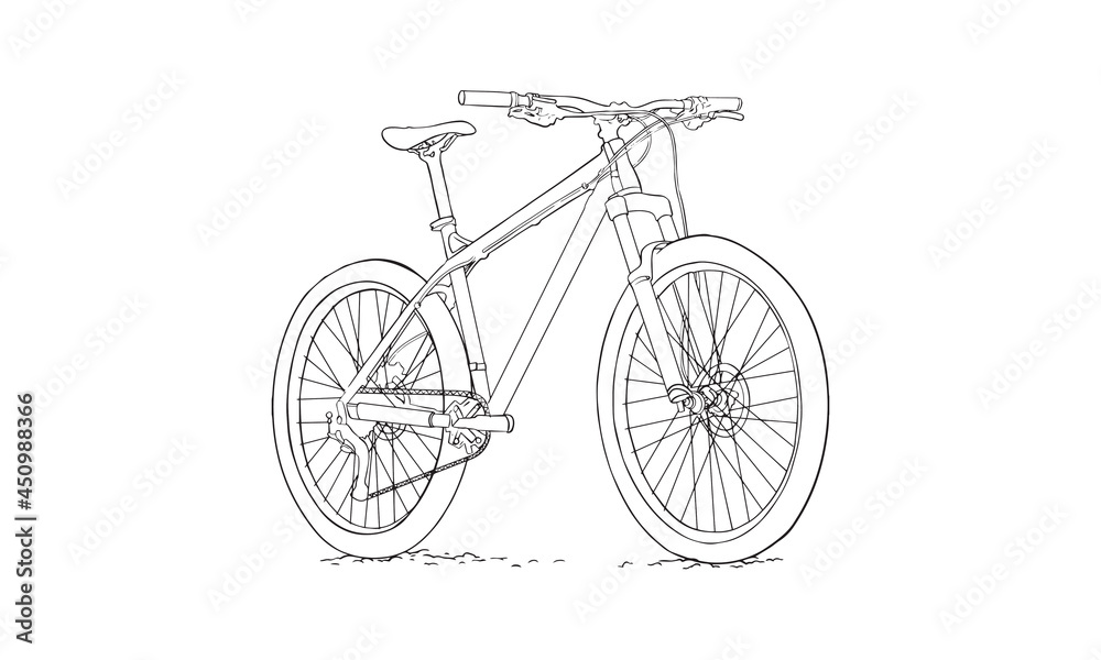 bicycle bike vehicle line art sketch drawing illustration for coloring book