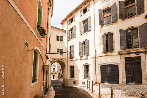 Picturesque street in French city  B  ziers  France.