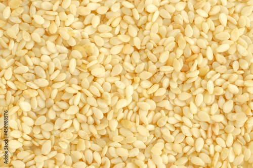 Background from sesame seeds, gergelim, top view, texture. Close-up of sesame seeds or gergelim. Sesamum indicum. Use as a background. Sesame seeds background, gergelim.