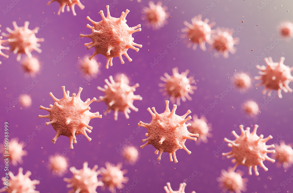 Virus infected organism. Medical concept, science background with viruses. 3d illustration Virus infected organism. Medical concept, science background with viruses. 3d illustration