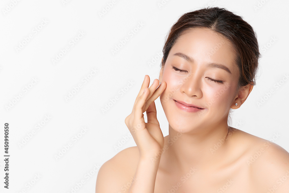 Beautiful young asian woman with clean fresh skin on white background, Face care, Facial treatment, Cosmetology, beauty and spa, Asian women portrait. Beautiful young asian woman with clean fresh skin on white background, Face care, Facial treatment, Cosmetology, beauty and spa, Asian women portrait.
