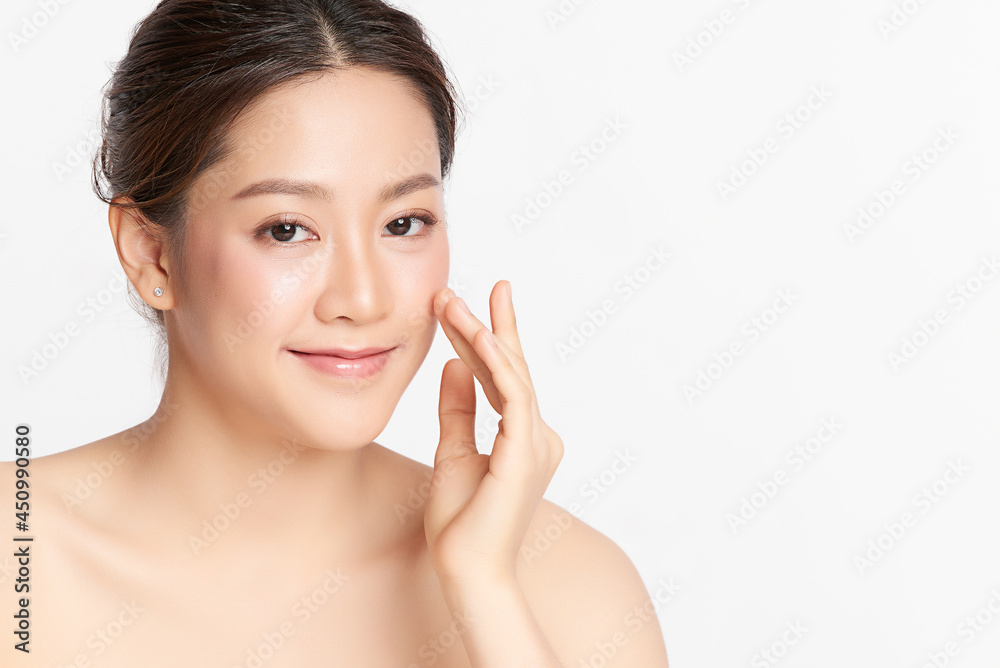 Beautiful young asian woman with clean fresh skin on white background, Face care, Facial treatment, Cosmetology, beauty and spa, Asian women portrait. Beautiful young asian woman with clean fresh skin on white background, Face care, Facial treatment, Cosmetology, beauty and spa, Asian women portrait.