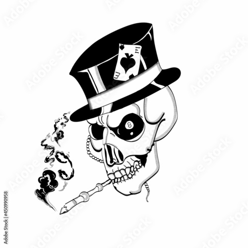 Skull vector with engraving effect