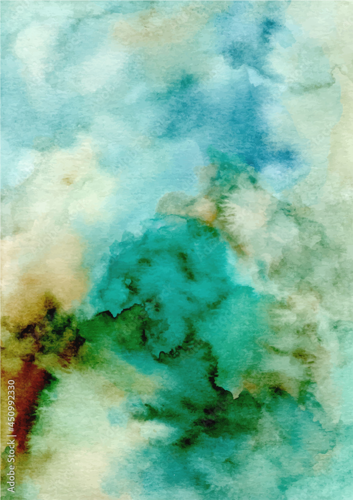 Green abstract texture background with watercolor
