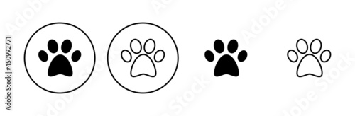Paw icon set. paw print icon vector. dog or cat paw