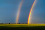 Double Rainbow after rain over the plain