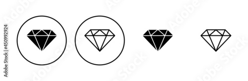 Diamond icon set. diamond gems vector icon.