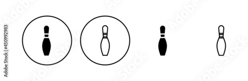 Bowling icon set. bowling ball and pin icon. bowling pins