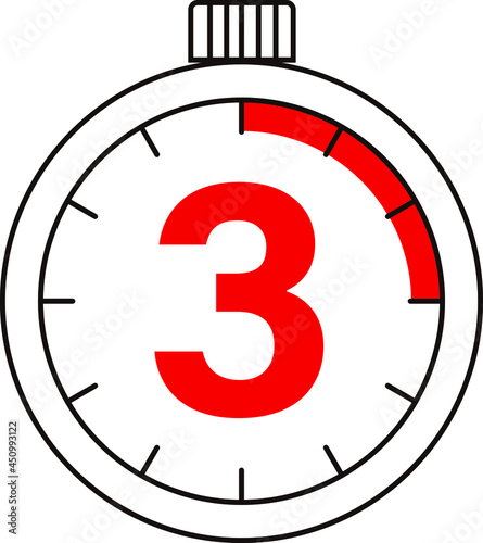 Electronic Digital Stopwatch. Timer 3 seconds isolated on gray background.Stopwatch icon set. Timer icon. Time check. Seconds timer, seconds counter. Timing device. Two options. 