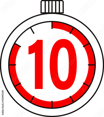 Electronic Digital Stopwatch. Timer 10 seconds isolated on gray background. Stopwatch icon set. Timer icon. Time check. Seconds timer, seconds counter. Timing device. Two options.