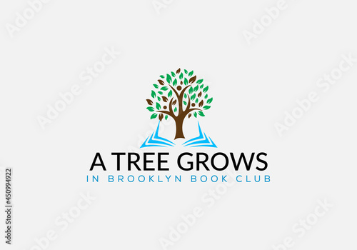 Abstract book club education emblem logo design