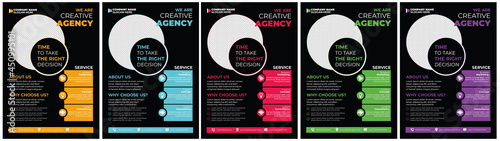  Black Corporate Business Flyer, Poster, Pamphlet, Brochure, Print-Ready, CMYK Color Scheme Vector template in A4 size 