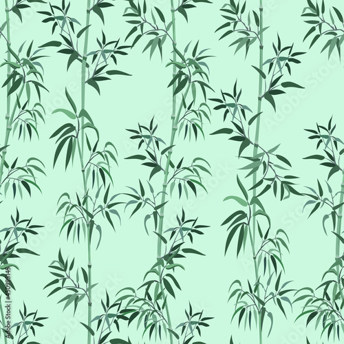 Seamless pattern with bamboo branches. Minimalism  interior design  fabric. Vector.