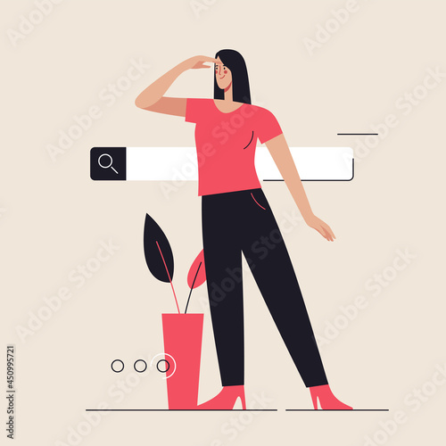 Business flat style outline vector illustration on the subject of search. Editable stroke