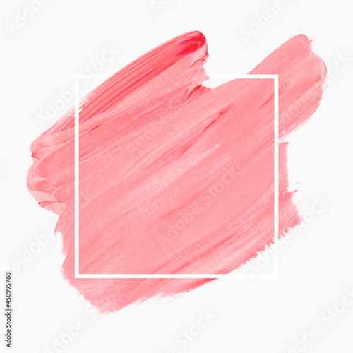 Art logo brush stroke paint background vector over frame. Perfect beauty logo design for headline and sale banner. 