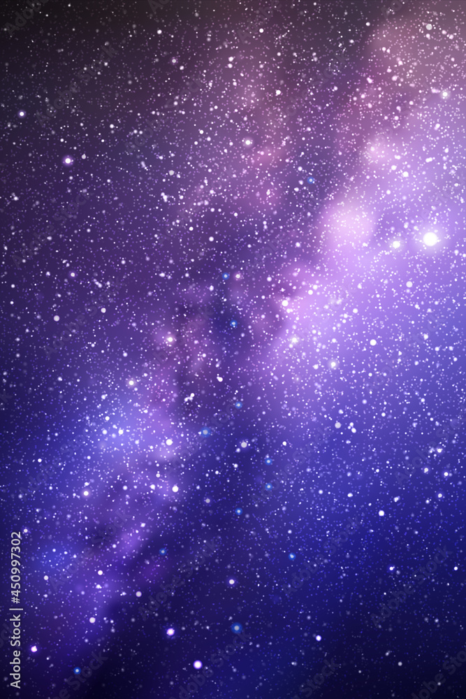 Night starry sky. Milky Way, stars, nebula. Space vertical background