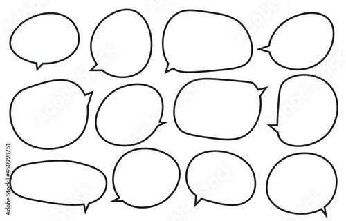 Set outline speech bubbles on white background. chat box or chat vector square message or communication icon Cloud speaking for comics and minimal message dialog