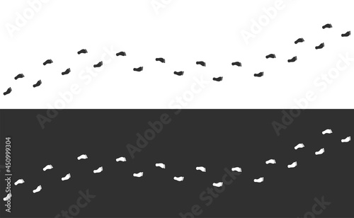 Footpath trail of child. Little boy or girl linear footsteps.