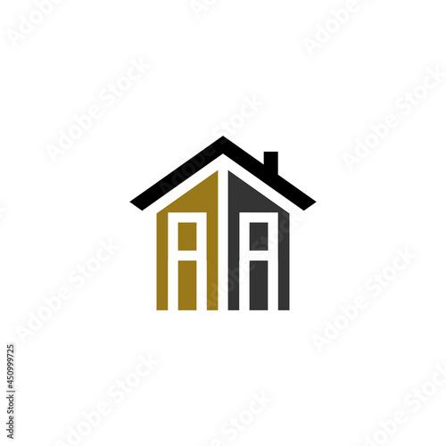 aa home logo design vector luxury linked