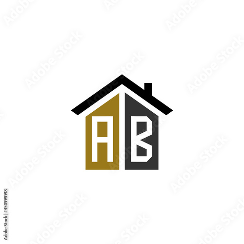 ab home logo design vector luxury linked