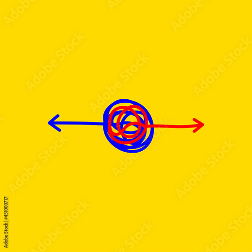 Two arrows in opposite directions. Conflict icon. Left and right directions