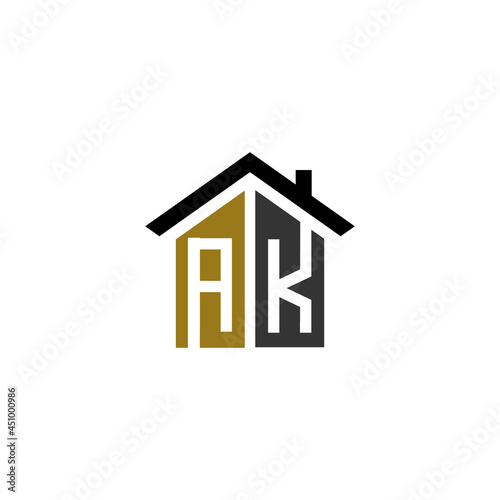 ak home logo design vector luxury linked
