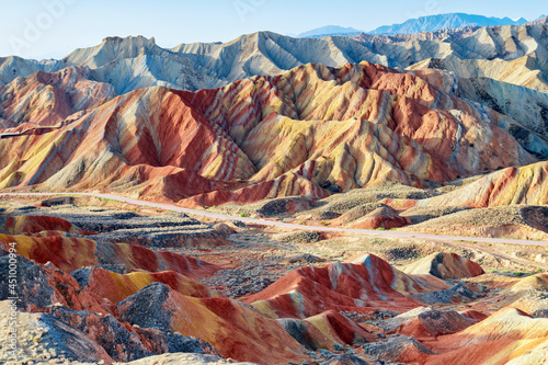 The beautiful colorful rock in Zhangye Danxia geopark of China.