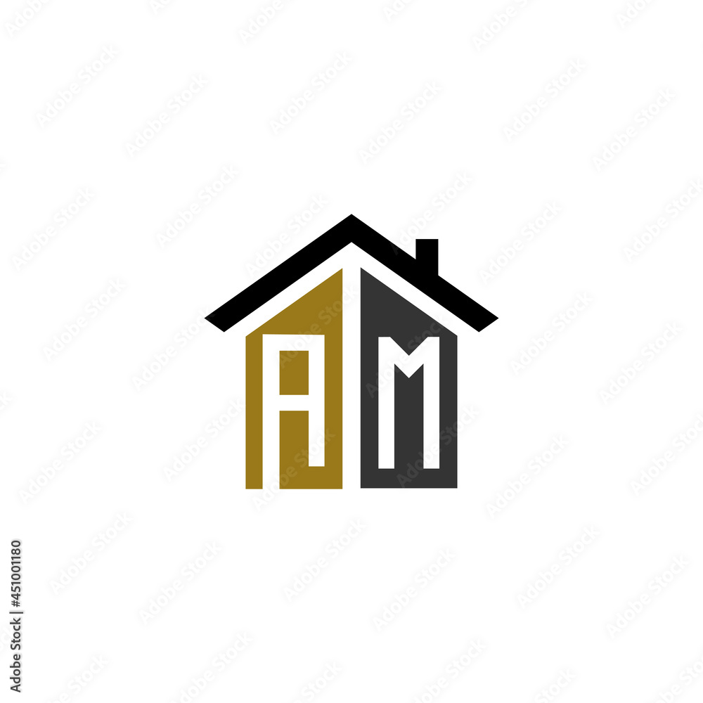 am home logo design vector luxury linked am home logo design vector luxury linked