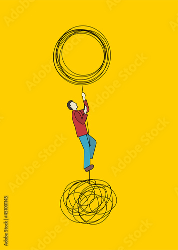 Man solving business problem metaphor