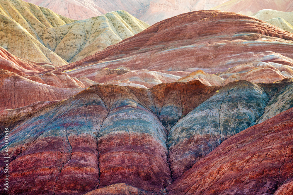 The beautiful colorful rock in Zhangye Danxia geopark of China.