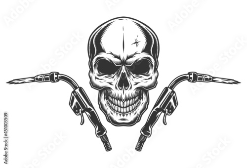 Skull and gas torches vintage concept