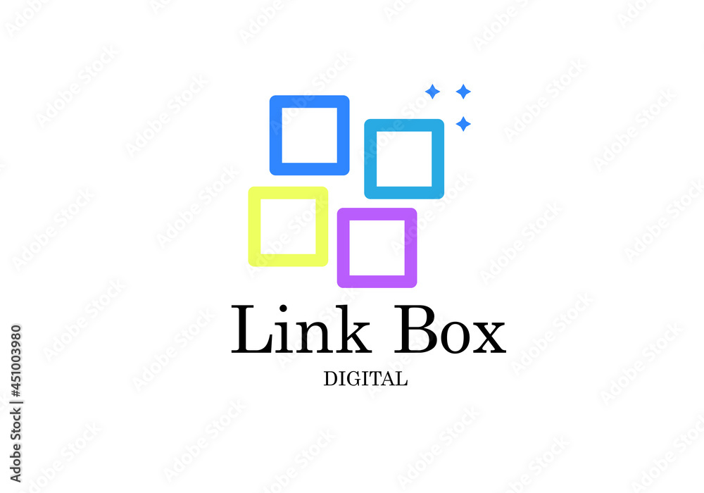 connect link Square logo design. Square logo vector. Blue shape with dark background connect link Square logo design. Square logo vector. Blue shape with dark background
